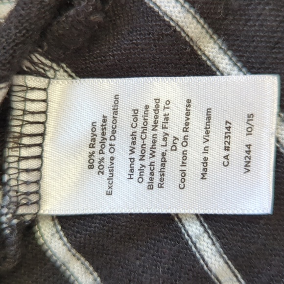 Talbots Striped Rayon Blend Top Large Petite Black White Stripes - Picture 3 of 16